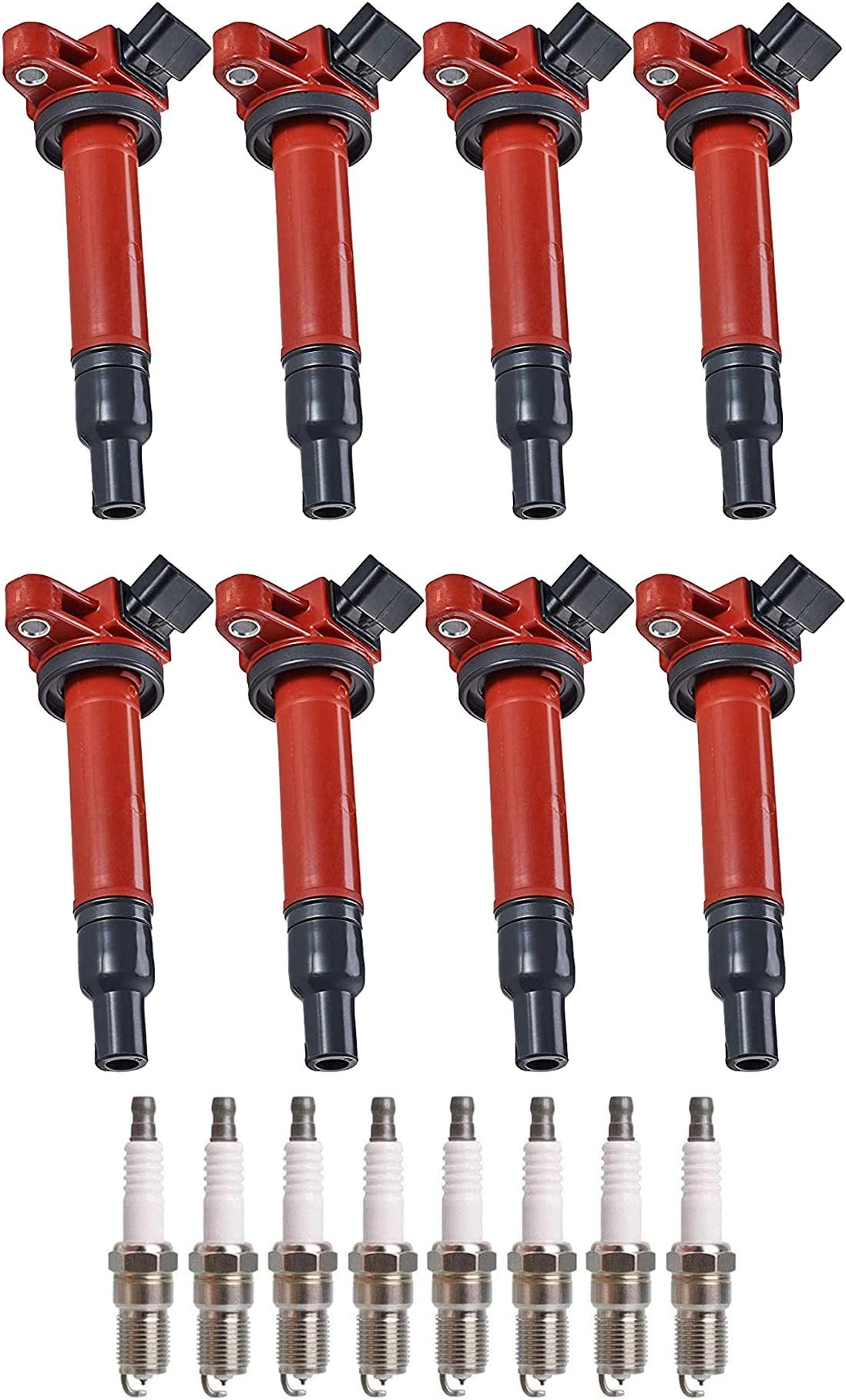 ENA Direct Ignition Coil and Spark Plug Set of 8 Compatible with 1998-2007 Toyota Land Crusier 4.7L V8 2001-2009 Toyota Sequoia 4.7L V8 1998-2007 Lexus LX470 4.7L V8 UF230 UF493 4504