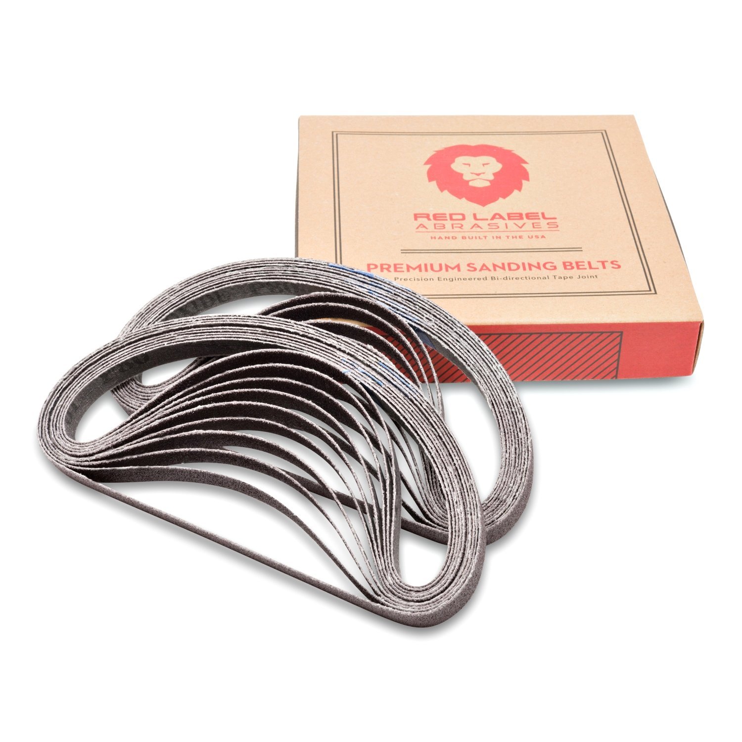 Red Label Abrasives 1/2 X 18 Inch 80 Grit Aluminum Oxide Air File Sanding Belts, 20 Pack Sanding Paper Belts - Weld Removal, Metal Grinding,