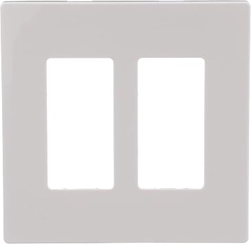 Eaton PJS262W Decorator Screwless Wallplate, 2-Gang, White