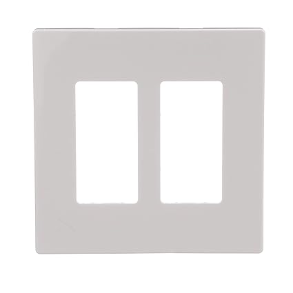 Eaton PJS262W Decorator Screwless Wallplate, 2-Gang, White