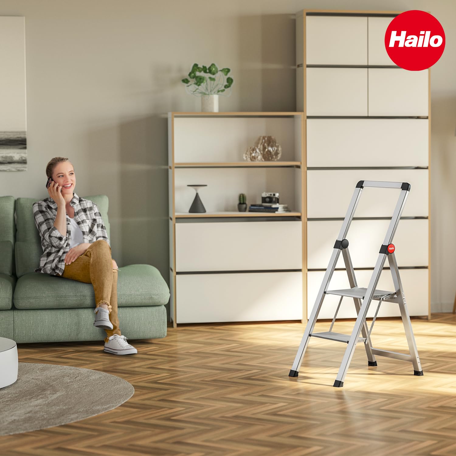 Selekta by Hailo | Alu-Sicherheits-Trittleiter | DK40 Basicline Design | Steighilfe 2 stufig
