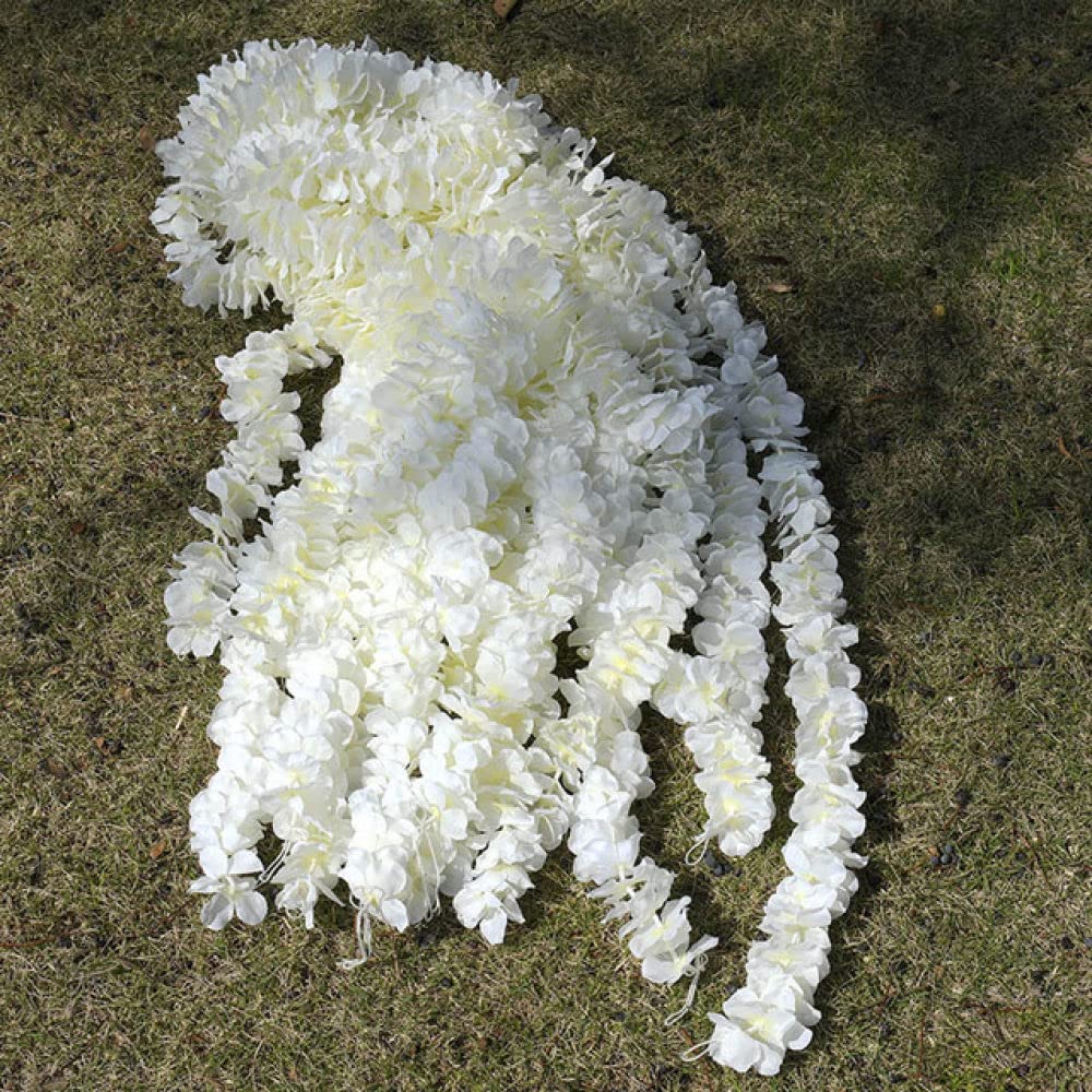 10pcs 2M / 3M Orchidée Rotin Fleur De Soie Artificielle Vigne pour La Maison De Mariage Décoration De Jardin Suspendus Guirlande Mur Faux Fleurs, Blanc Lait, 2m