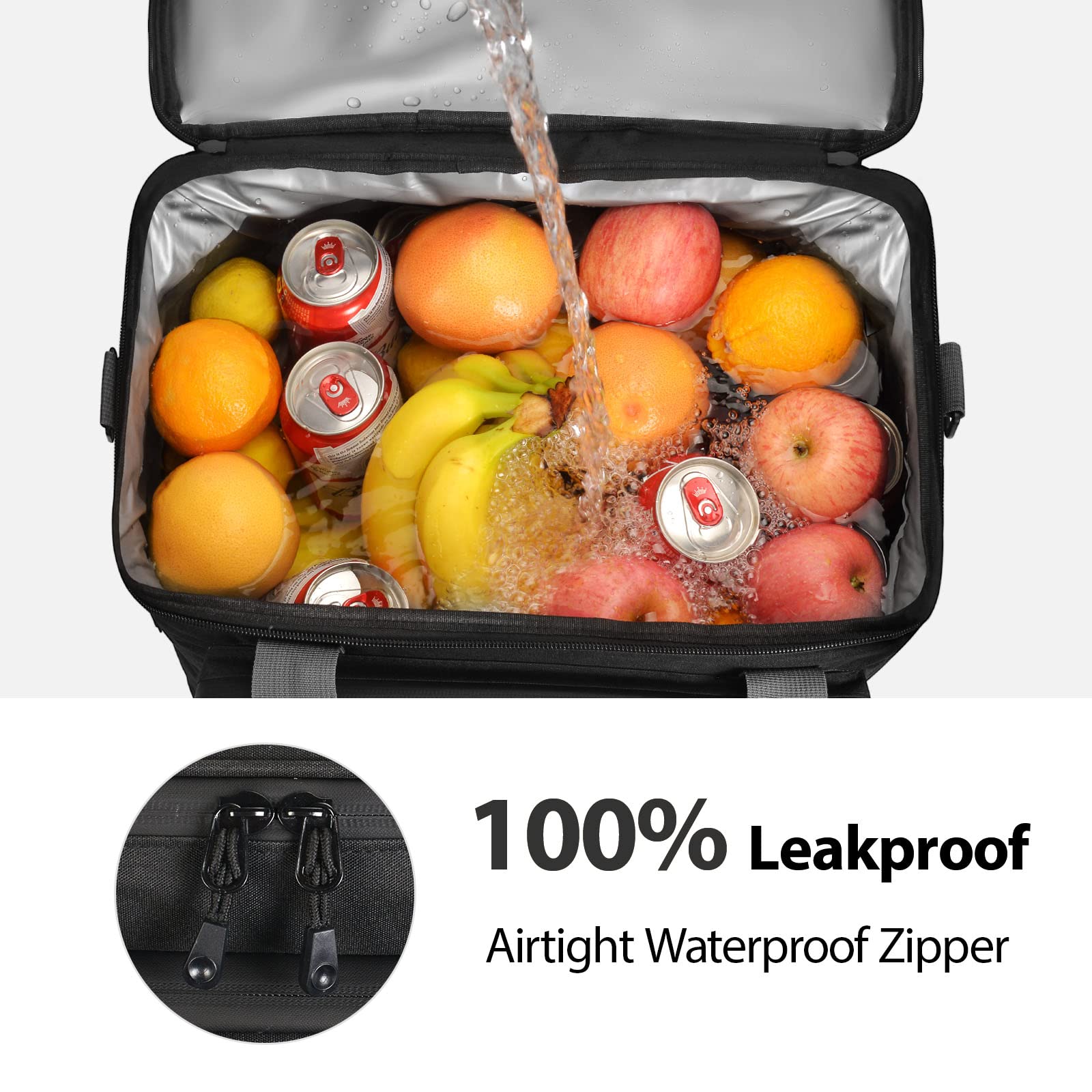 Maelstrom Ice Hollow Faltbare Kühlbox mit weichen Seiten, 60 Dosen, extra groß, isoliert, auslaufsicher, tragbar für Lebensmitteleinkäufe, Camping, Heckklappe und Roadtrips