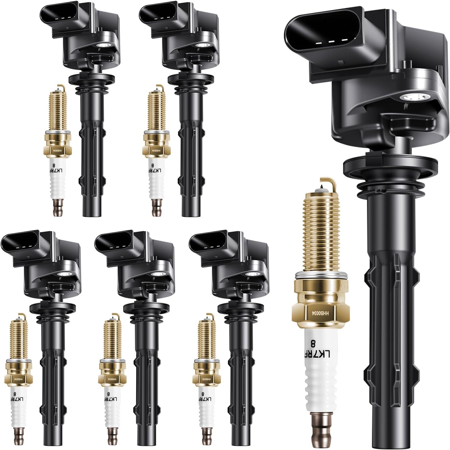 UF535 Ignition Coil Pack Iridium Spark Plugs Fits for Mercedes-Benz E350 ML350 R350 C230 C280 C300 C350 GLK350 SLK350 CLK350 V6 3.5L 2005–2015, Fits for Dodge Sprinter 2500 3500, Set of 6