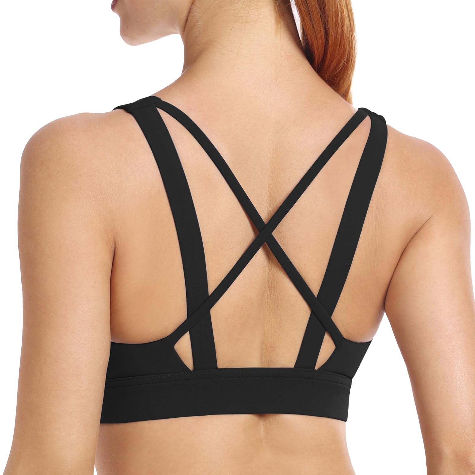 LuvrobesSports Bra for Women Criss Cross Back Molded Cup Workout Fitness Medium Support Lightly Lined Yoga Bra