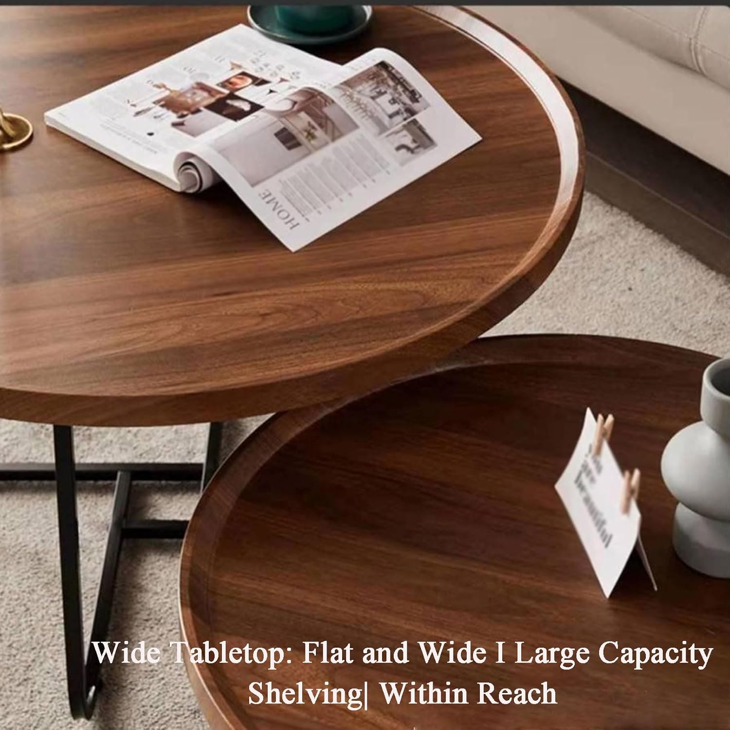 Small Living Room Coffee Table Simple Household Round Small Coffee Table Hotel Creative Sofa Side Table for Small Space,Metal Frame Home Office Bedroom Outdoor