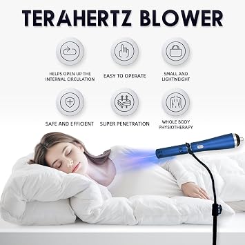 Terahertz (THZ) Therapy Device (Blue), Temperature-Adjustable terahertz Blower, Relaxes Muscles, Improves Sleep, eliminates Fatigue