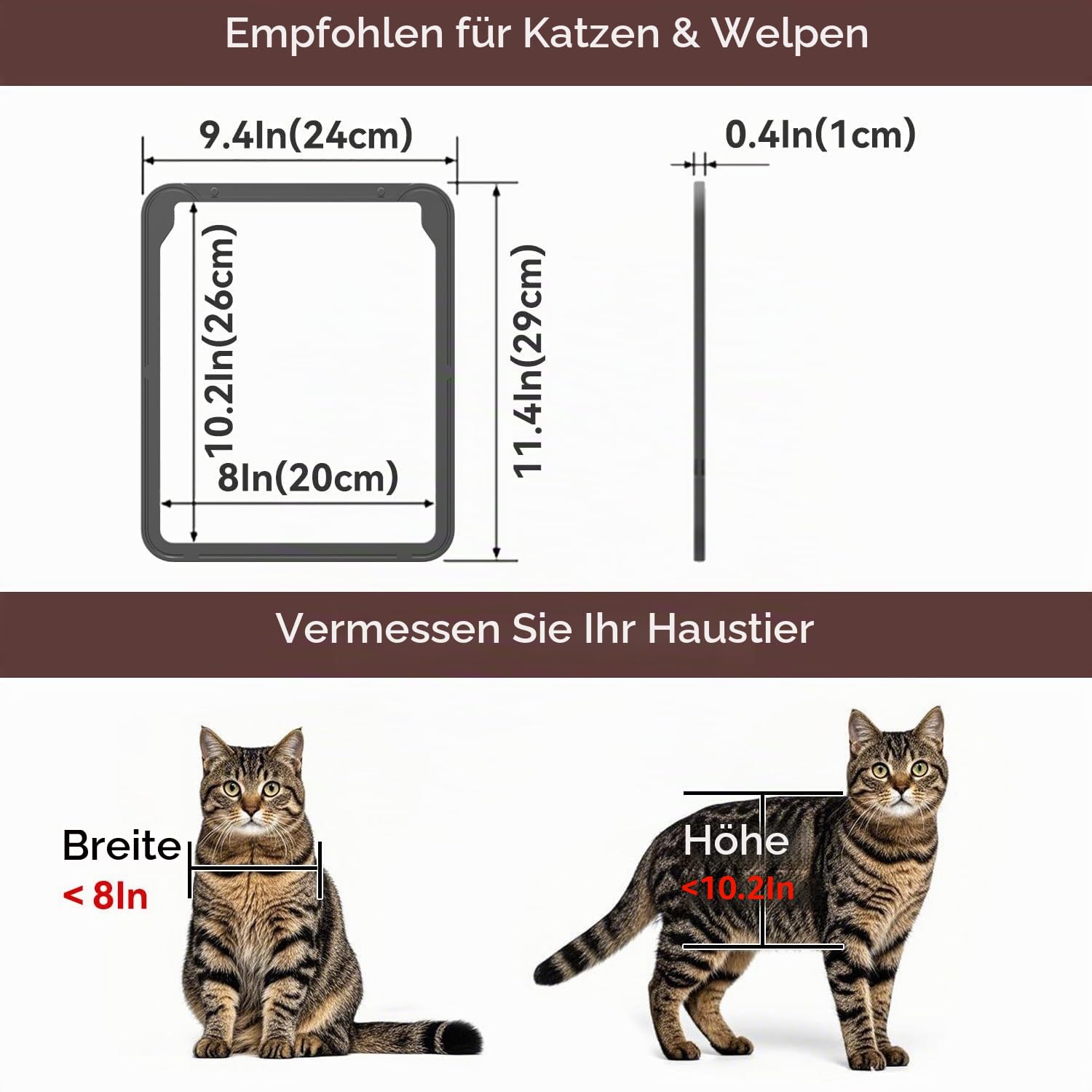 Katzenklappe Fliegengitter mit Magnetverschluss Katzentür für Fliegengitter für Schiebetür/Fenster abschließbare Tür für Kätzchen/Katzen/Hunde