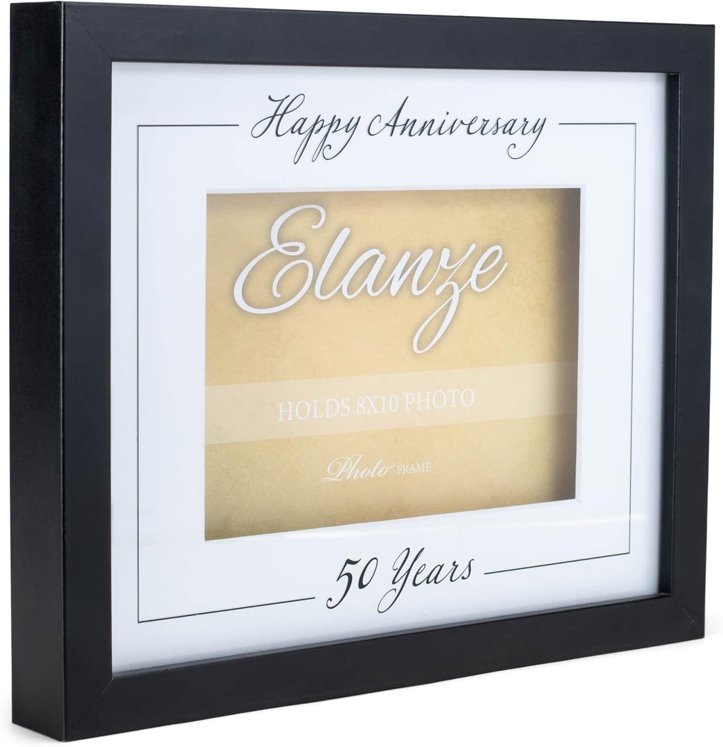 Elanze Designs Happy Anniversary 50 Years 8 x 10 Black Wood Matted Picture Frame