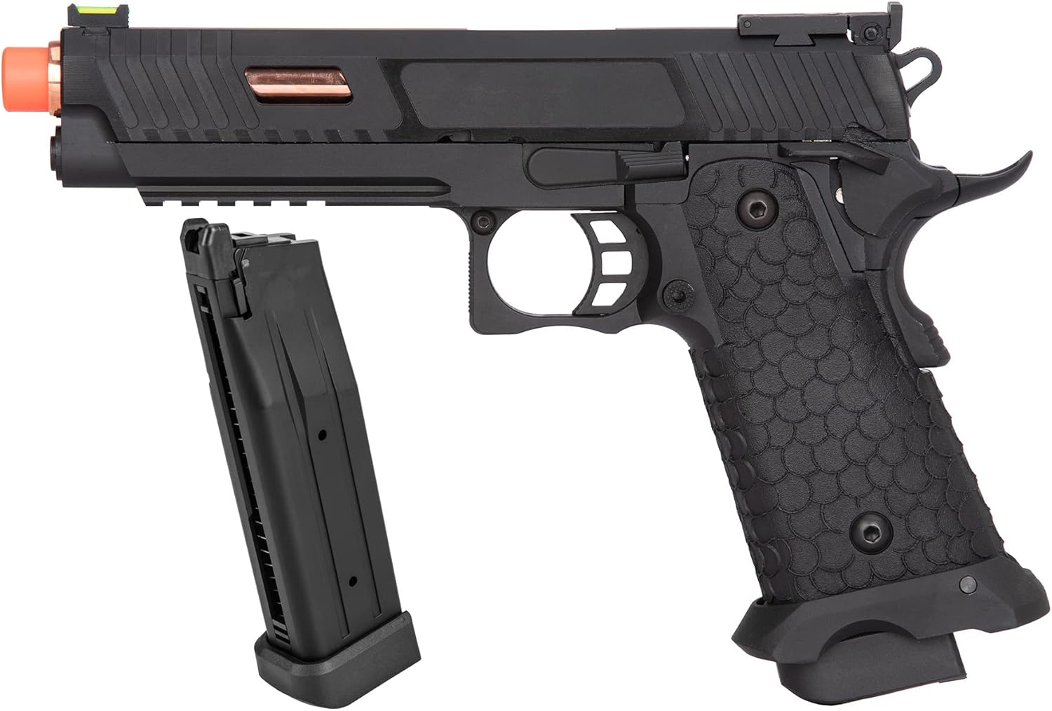 KLI Airsoft 1911 Hicapa Baba Yaga Green Gas/CO2 Blowback Airsoft Pistol- Color Black (Green Gas)