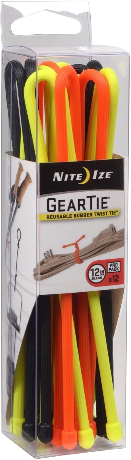 Nite Ize Original Gear Inch, Assorted, 12 Count Pro Pack, Made in The USA (GTPP12-A1-R8) Reusable Rubber Twist Tie, 12 Pack, Colors May Vary : Everything Else