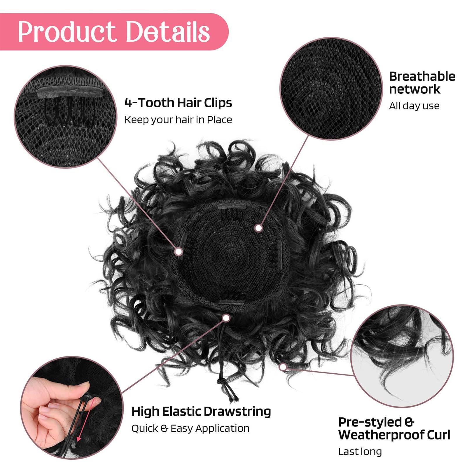 NICENEEDED Messy Bun Hair Piece for Women Elastic Drawstring Loose Wave Curly Hair Buns Hair Piece - Image 4