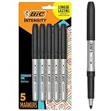 BIC Intensity Black Permanent Markers, Fine Point, 5-Count Pack of Black Markers With Non-Slip Grip for Comfort and Control – view 1