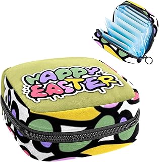 RODAILYCAY Sanitary Napkin Storage Bag for Women Cute, Feminine Menstruation Pad Holder for Period, Portable Zipper Menstrual Pad Bags Happy Easter