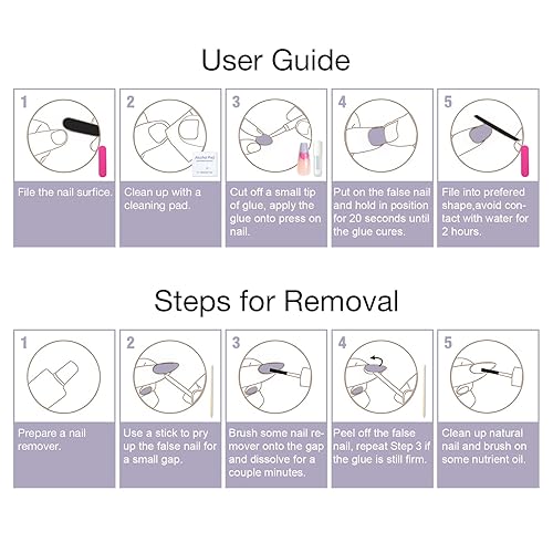 Miniatura 6 de Juego de manicura de uñas francesas acrílicas, reutilizable, 12 tamaños, kit de 24 uñas