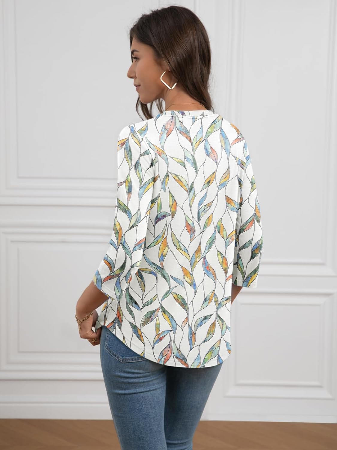 ATHMILE Womens 3/4 Sleeve Blouse Summer Tops Fall Shirt Fashion Blouses Beach Vacation Clothes Spring Tunic 2026 Trendy - Image 3