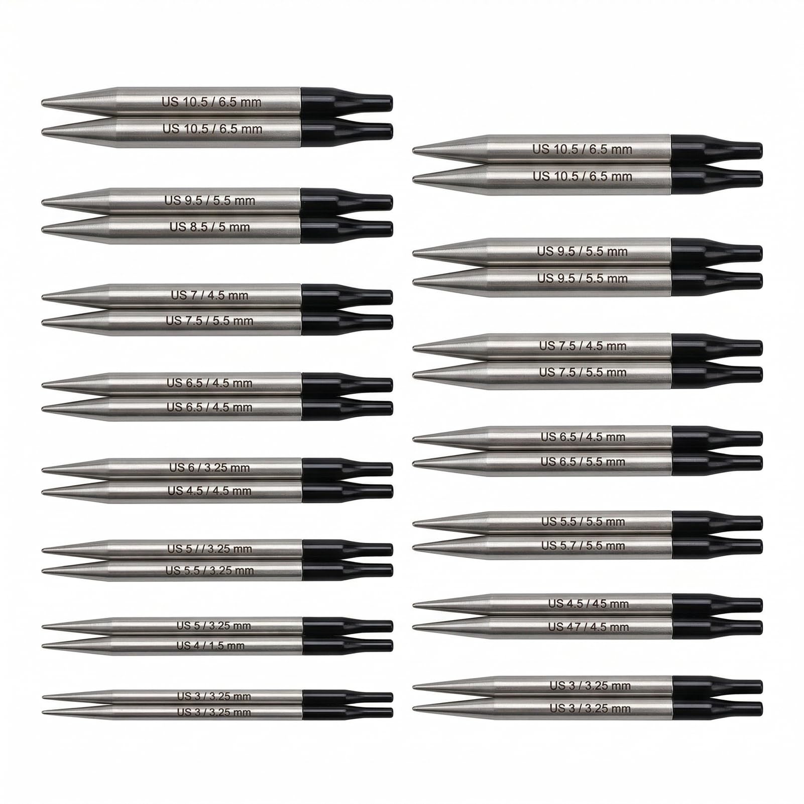 Jelquix 10 Paar Rundstricknadeln, Austauschbares Set 2,75–6 Mm, 12CM Länge mit 40CM, 60CM, 80CM, 100CM Kabeln, Einfache Größenerkennung, Geeignet für Pullover, Mützen, Schals