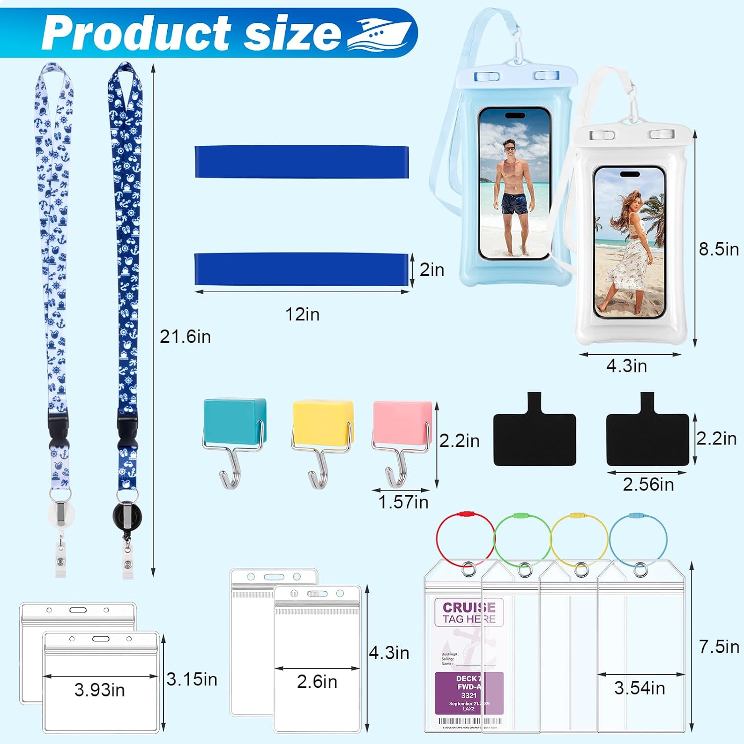 2026 Reusable Cruise Ship Essentials - Cruise Ship Must-Haves for Florida&Texas Travelers with Adjustable Lanyards, Waterproof Phone Cases, Phone Lanyard Cards, Magnetic Hooks, Luggage Tags