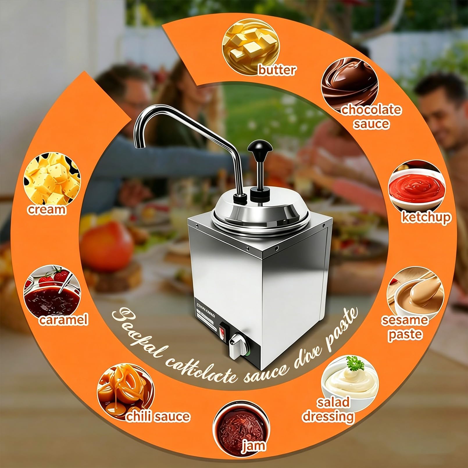Dispensador De Queso Nacho Y Calentador De Fudge Caliente con Bomba, Ajuste De Temperatura De 30-85℃ – Calentador De Salsa De Acero Inoxidable De 2-7L para Fudge Caliente, Queso, Caramelo, Chocolate