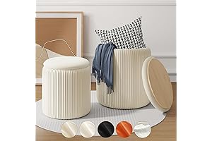 Ottoman with Storage Set of 2: Velvet Vanity Stool Chair