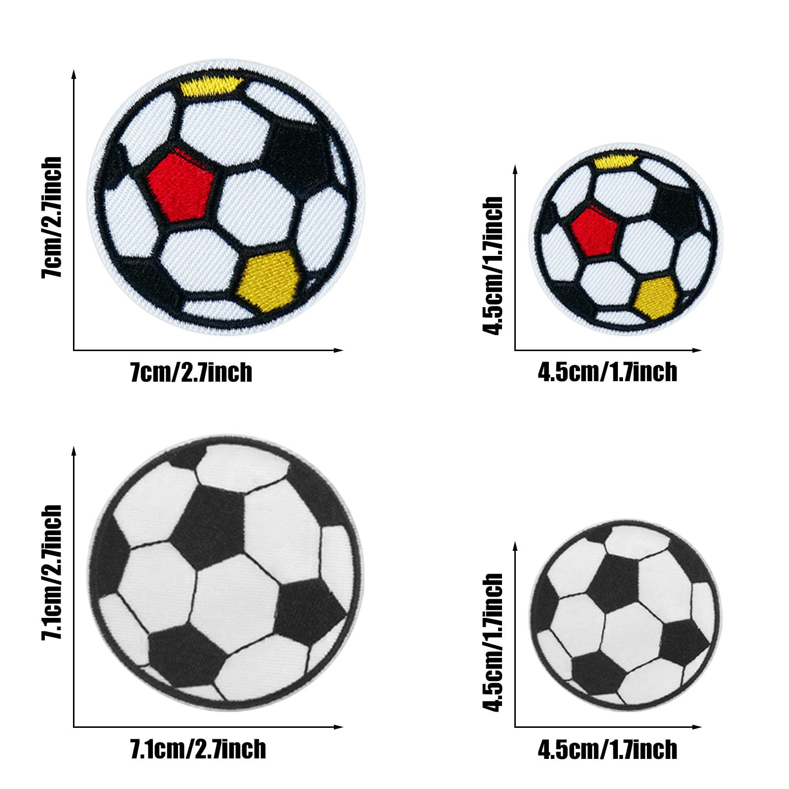 20 Toppe Termoadesive Per Calcio - Pallone Da Calcio Ricamato - 4 Taglie (3-6,3 Cm) - Per Abbigliamento E Accessori - Foto 4