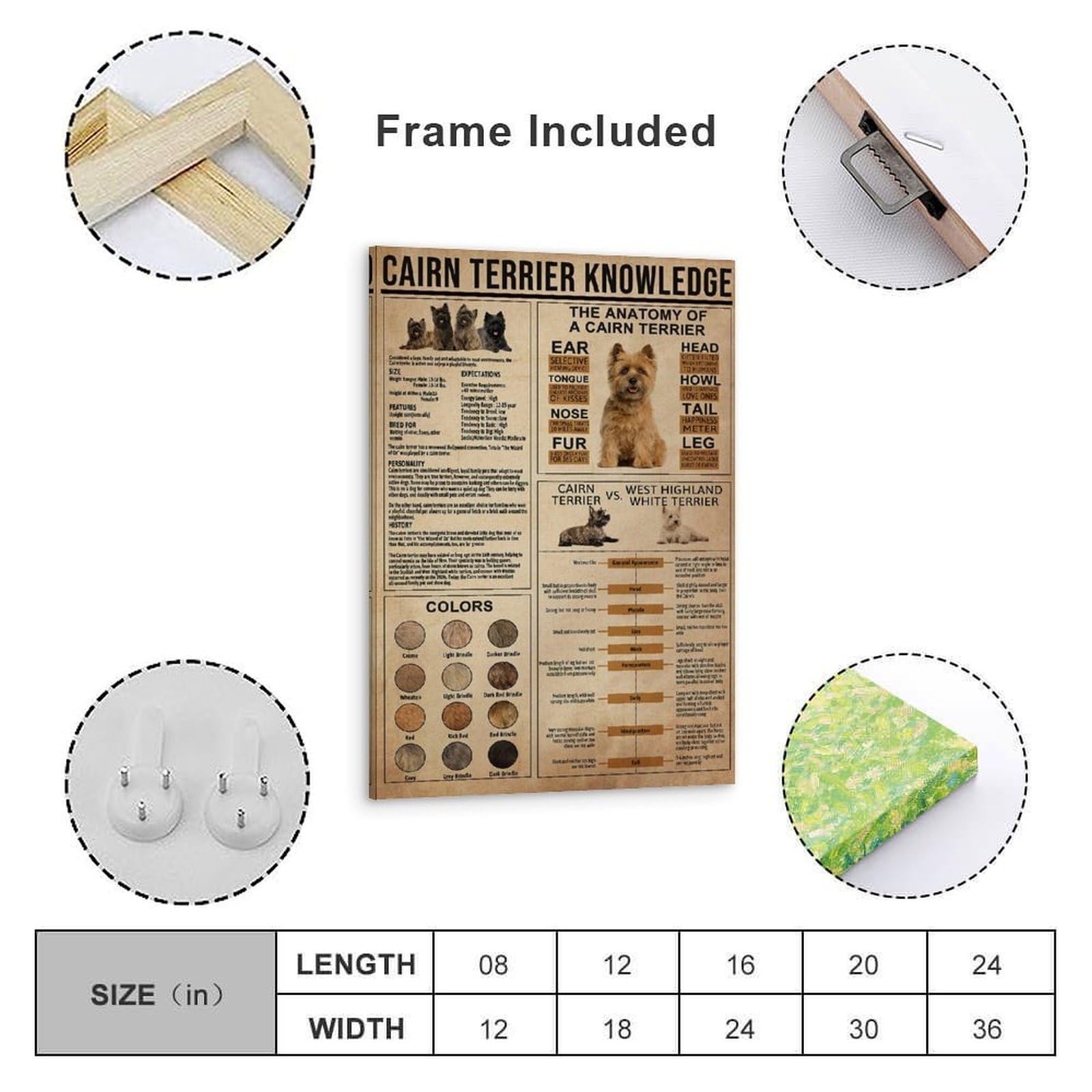 generisch Cairn Terrier Knowledge. Impresiones modernas en lienzo, pinturas decorativas para habitación de niños o niñas, murales para sala de estar y pinturas con motivos navideños 20 x 30 pulgadas