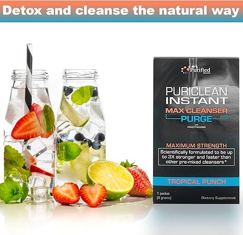 Miniatura 6 de Wellgenix Puriclean Instant Max Cleanser Purge - Polvo limpiador desintoxicante - Ponche de frutas, 0.32 oz de polvo de desintoxicación de limpieza