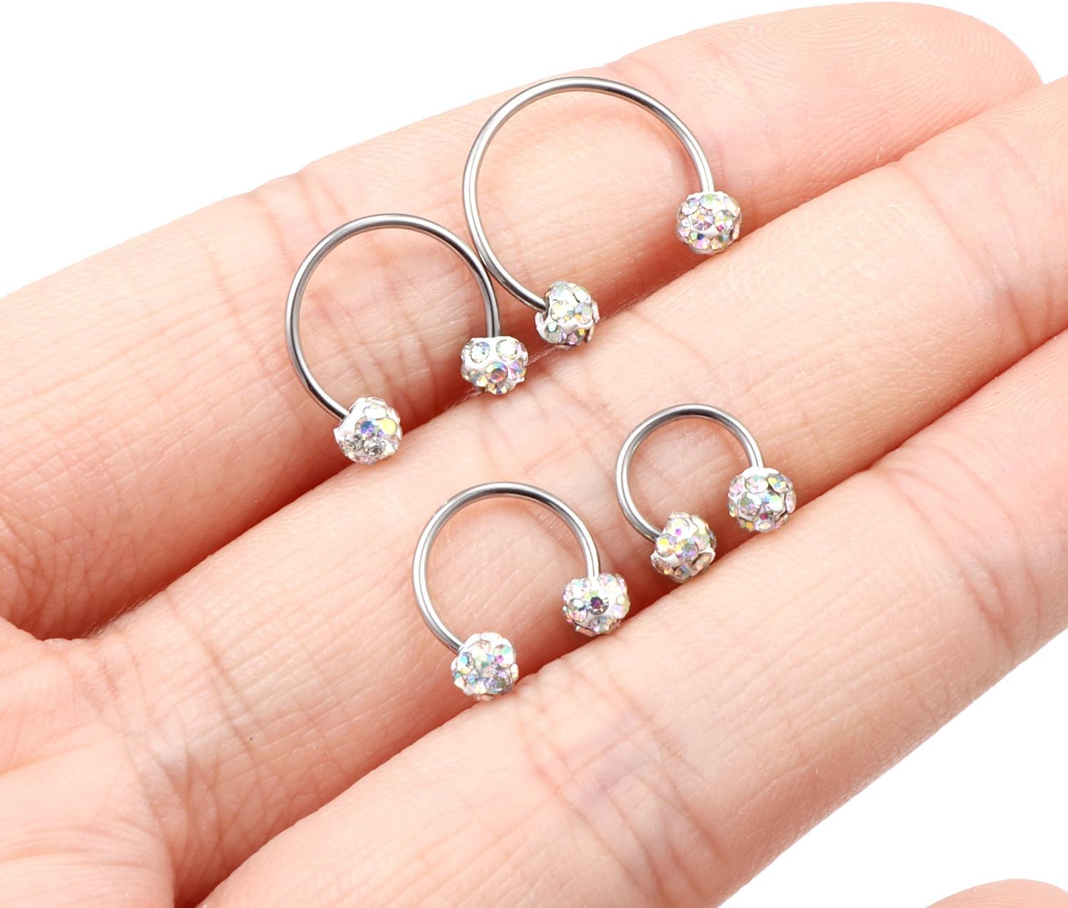 Horseshoe Nose Ring 20g Double Stud Nose Ring Surgical Steel Lip Rings Cubic Zirconia Daith Piercing Jewelry for Women Inner Diameter 6/8/10/12mm - Image 4