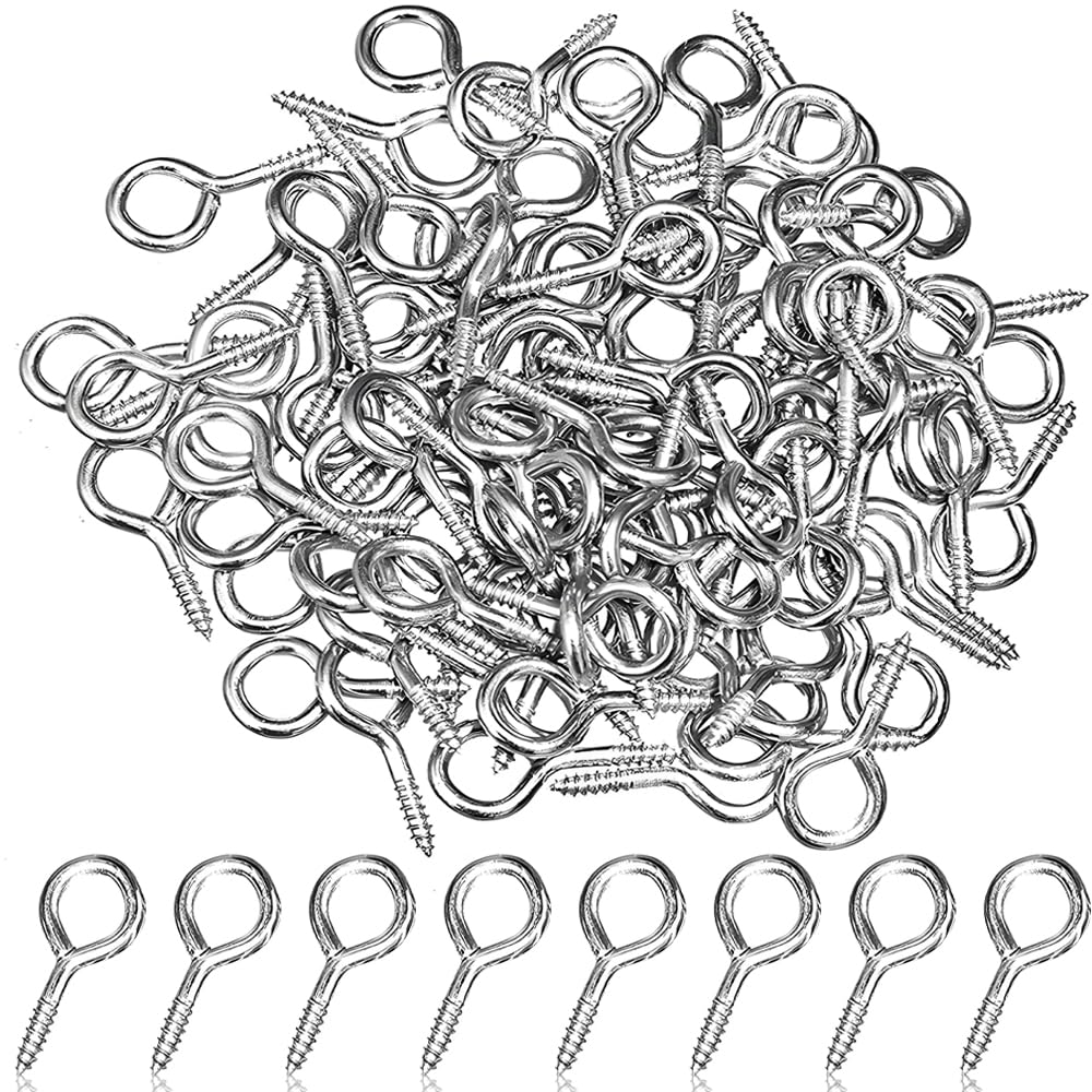 100PCS 20mm Silver Vine Eyes Screw in Hooks for DIY Handmade Clay Pendant