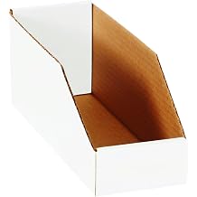 Ship Now Supply SNBINMT612 Open Top Bin Boxes, 4.5" Height x 12" Length x 6" Width, White Pack of 50