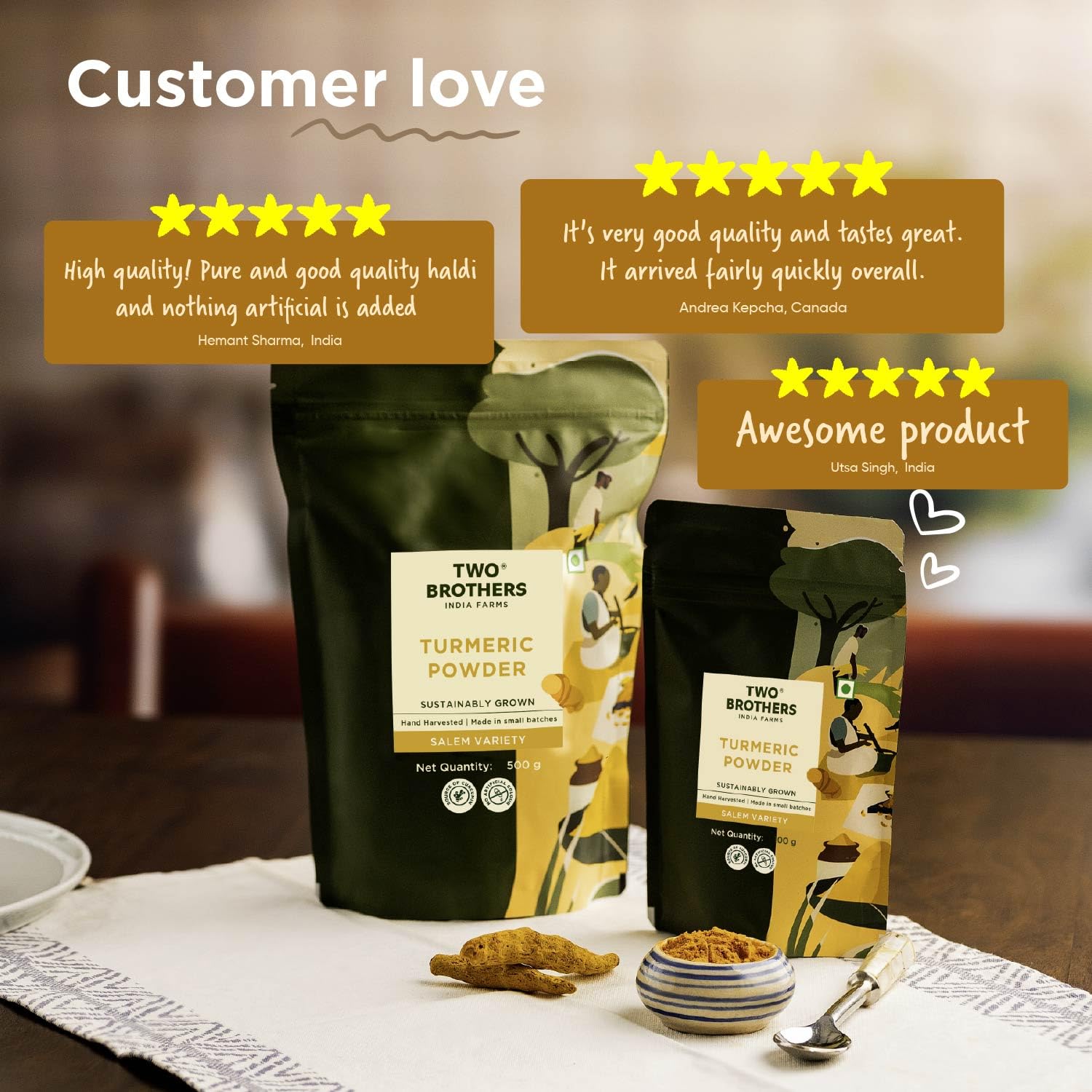 TWO BROTHERS INDIA FARMS - Salem Turmeric Powder (100 gm) | Haldi Powder | Supports Skin Health | Ground Turmeric Powder 4