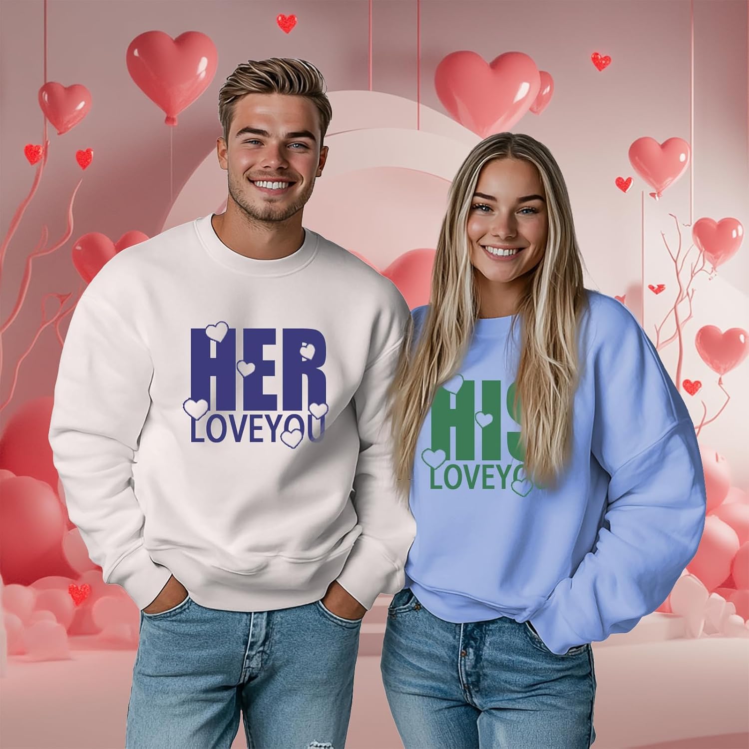 Matching Sweatshirts for Couples Unisex Long Sleeve Pullover Crewneck Oversized Fashion Engagement Gift - Image 4