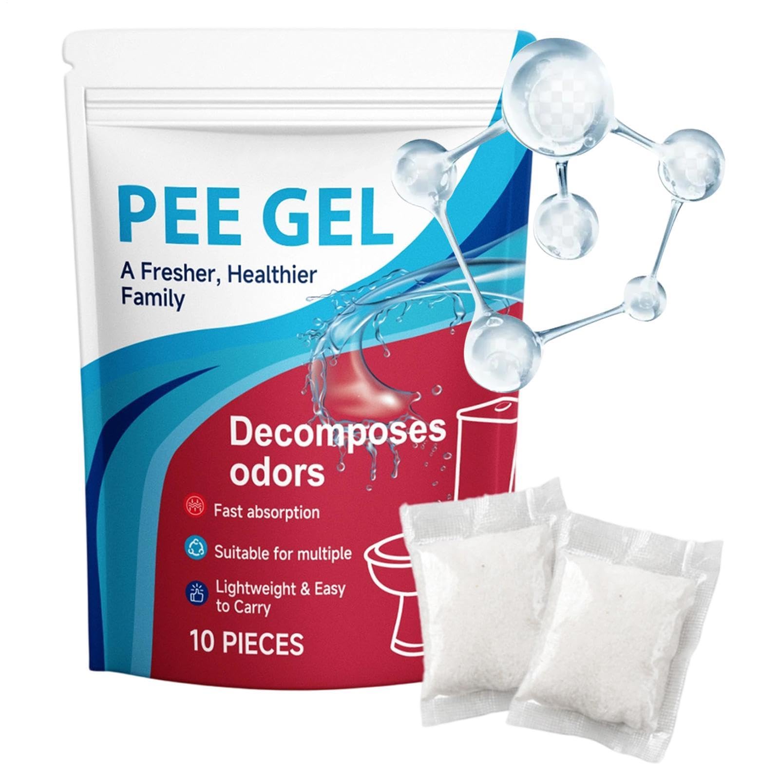 Urine Gel Pack, Portable Toilet Deodorizer, Odor Control Absorbent Gel, Fast Solidifying Formula Leak Proof for Clean Use 10 Pieces Camping Hiking Travel Car Outhouse Restroom Sanitation Kit