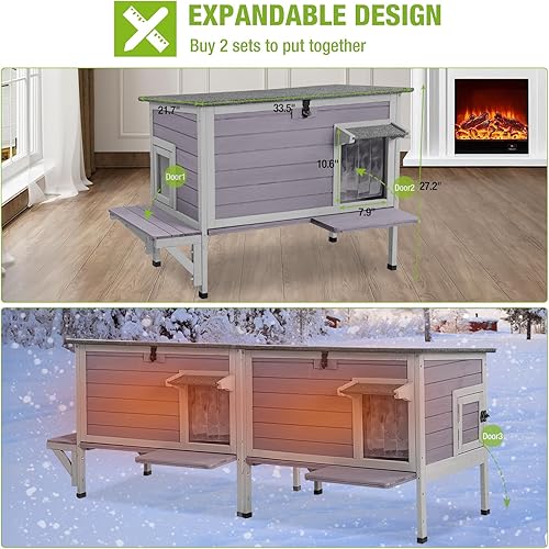 Miniatura 6 de GUTINNEEN Outdoor Cat House Insulated for Winter Weatherproof Feral Cat Shelter