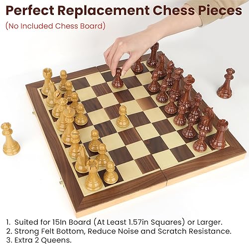 Miniatura 8 de Solo piezas de ajedrez con peso de alto polímero  3.75 pulgadas King  2 reinas adicionales, ajedrez de torneo estándar para juego de mesa de ajedrez