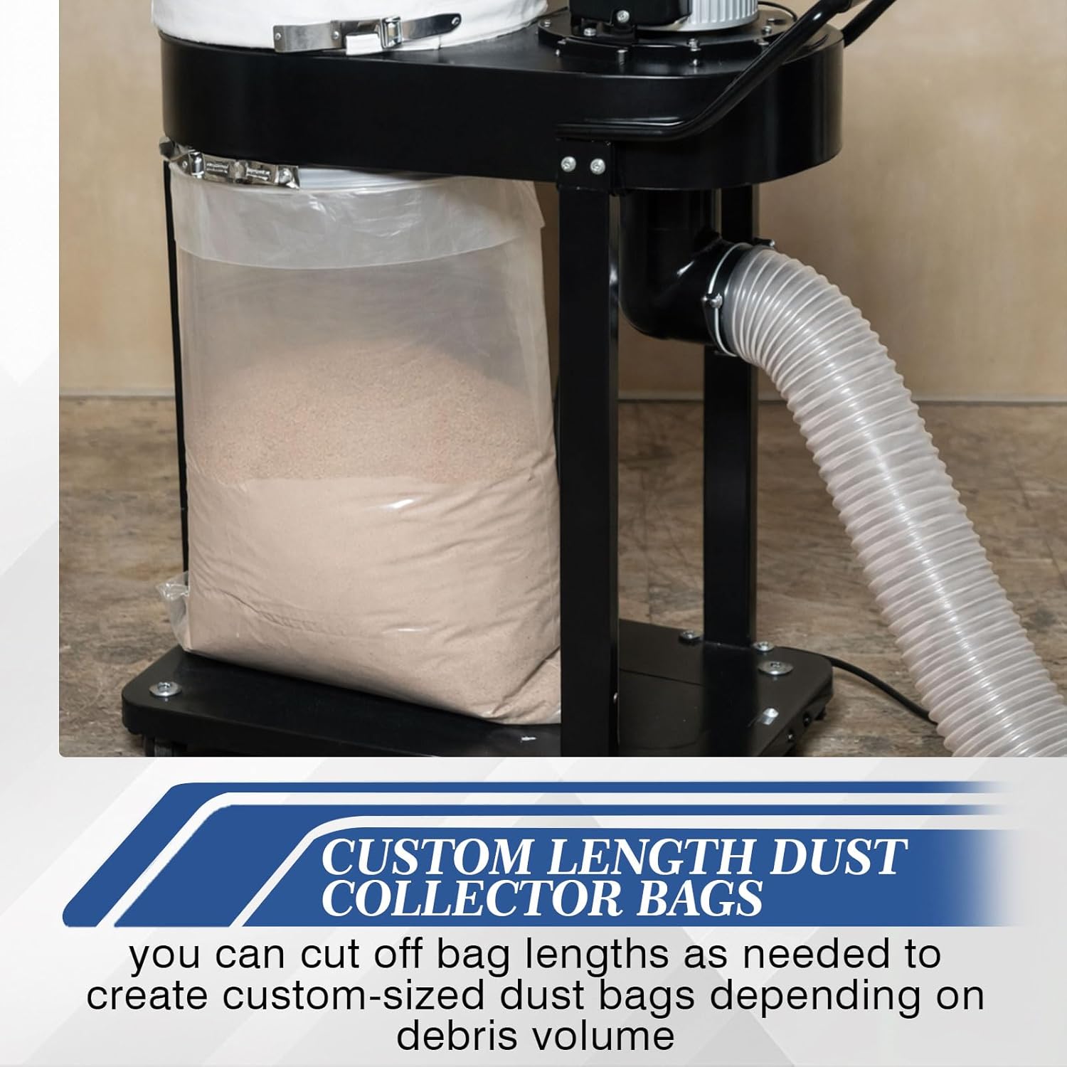 80 ft Continuous Dust Collector Bags (4 Pack) Longer Than Standard 72 ft Makes Up to 30 Bags, Heavy-Duty Liner for Concrete Grinding, Sawing Drilling