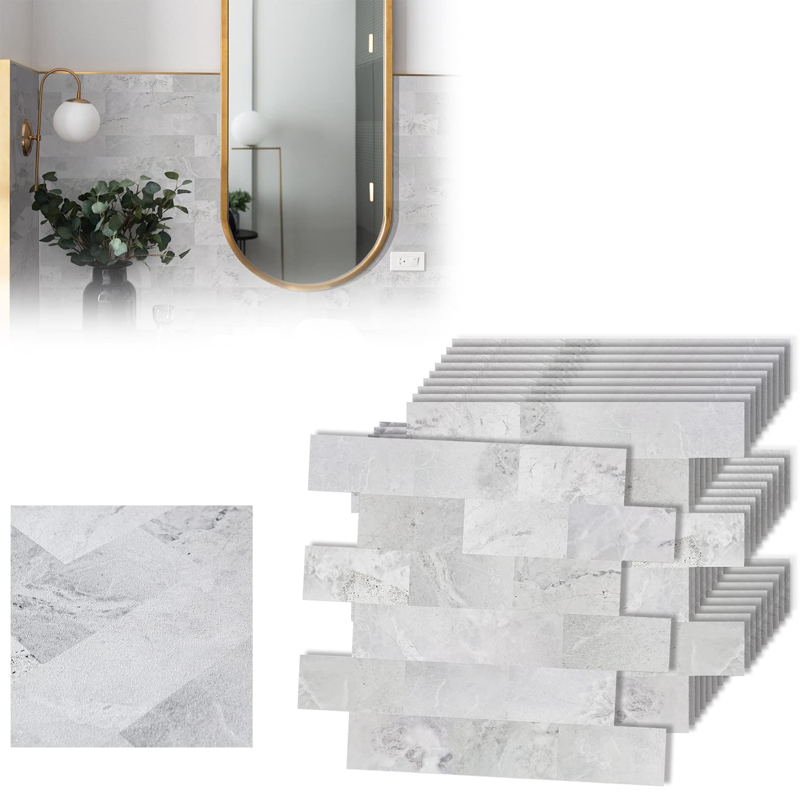 HENGMEI Lot De 10 Autocollants 3D Pour Carrelage En Vinyle - En PVC - Pour Salle De Bain, Cuisine, 34 X 29 Cm - Couleur F