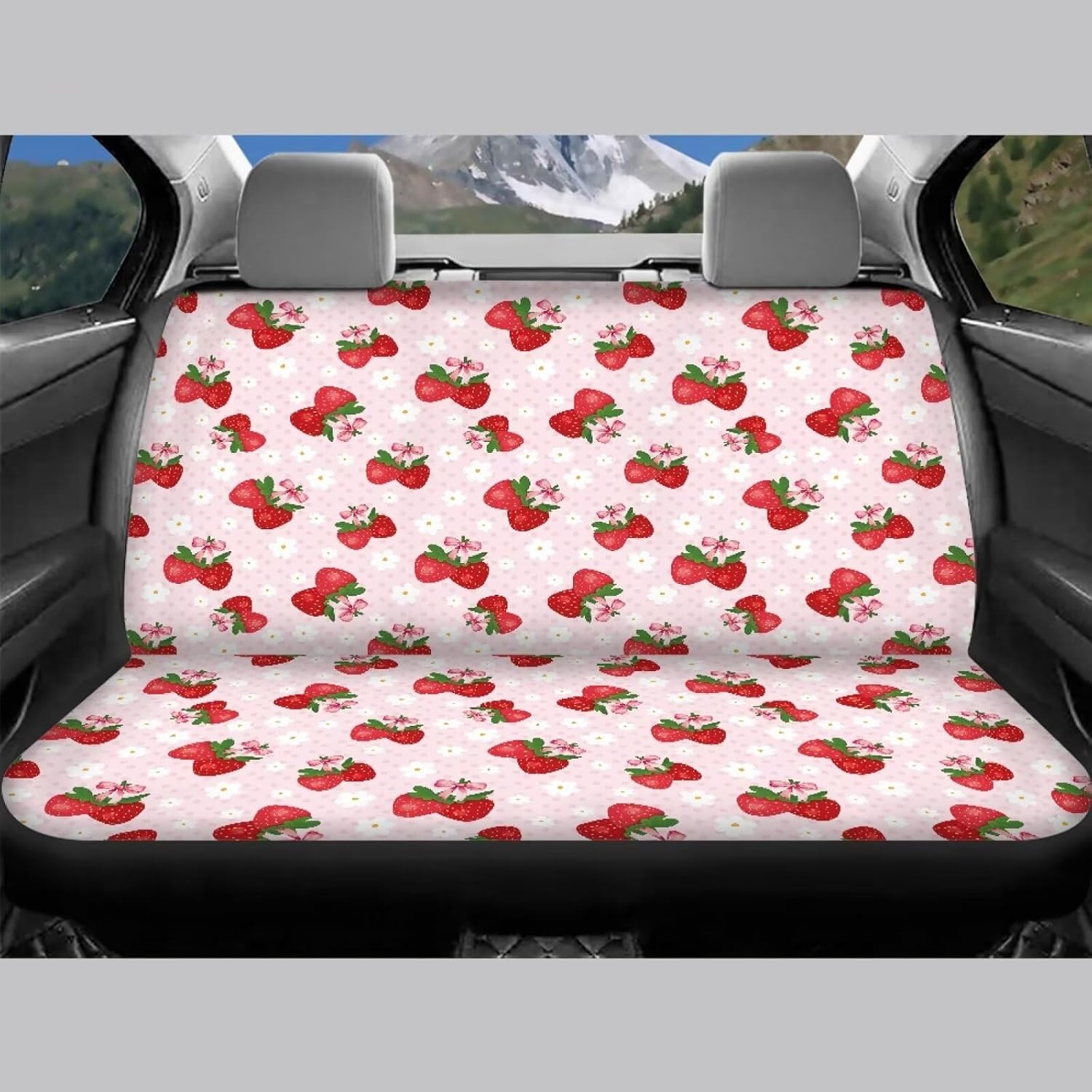 Beauty Collector Strawberry Flower Pink Dots Car Seat Cover Full Set Auto Interior Covers Universal Fit Most Sedan SUV Truck