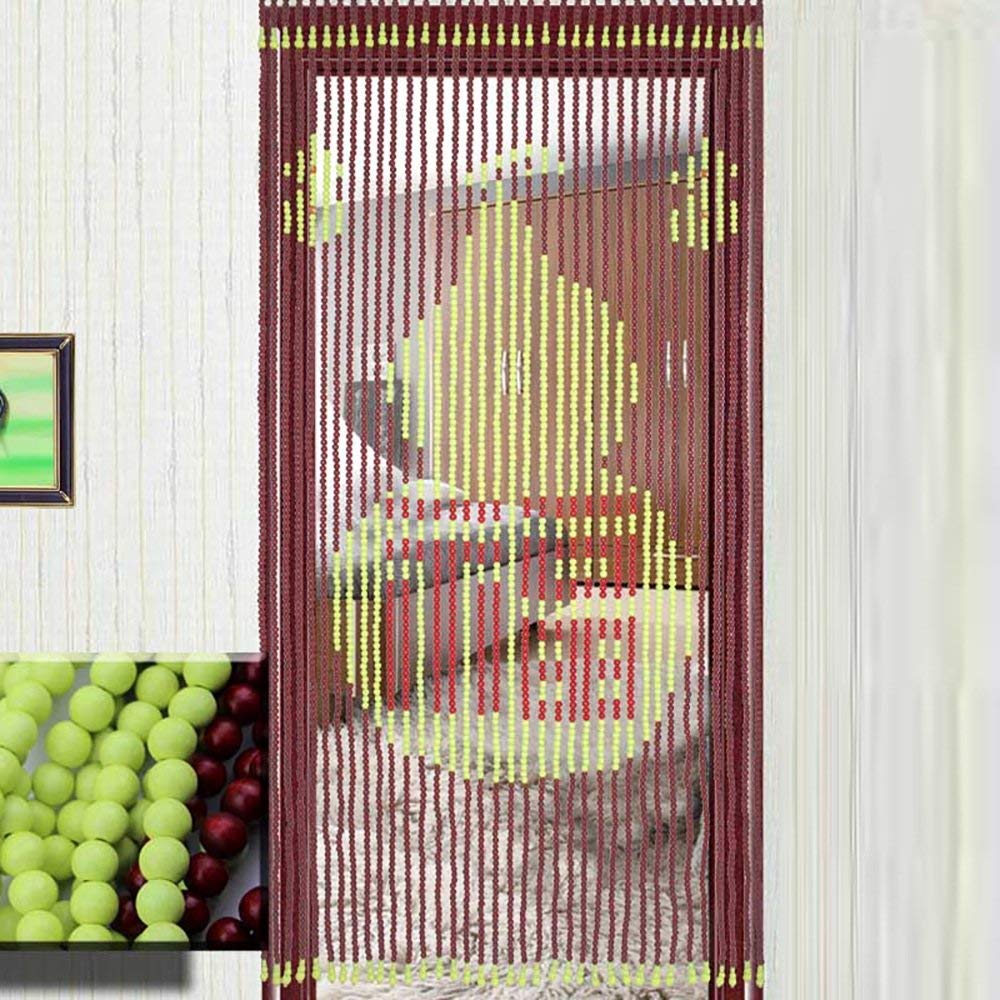 HAPPLiGNLY Curtains Beaded Door Curtains Wood with Text Living Room Bedroom Home Cut Off Aisle Customizable Brown, 5 Sizes (Size : 0.8x1.8m-31roots)