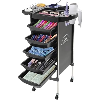 6 Tier Beauty Hairdressing Trolley Trolley with 5 Drawers Work Trolley Hairdressing Trolley Multifunctional Hairdressing Spa Trolley