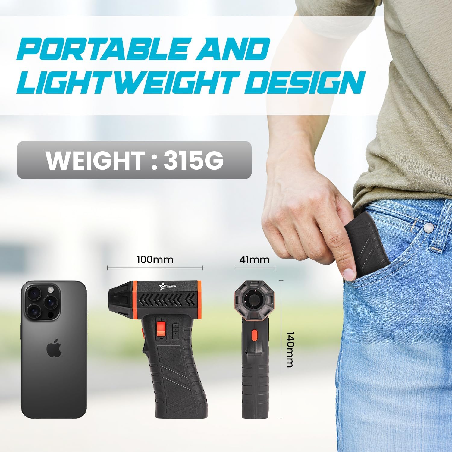 Compressed Air Duster, 130000 RPM Electric Air Duster – Rechargeable Cordless Air Blower with 3 Gear Adjustable Setting with LED Light for Keyboard, Computer, Car, Home, and Outdoor Cleaning - Image 4