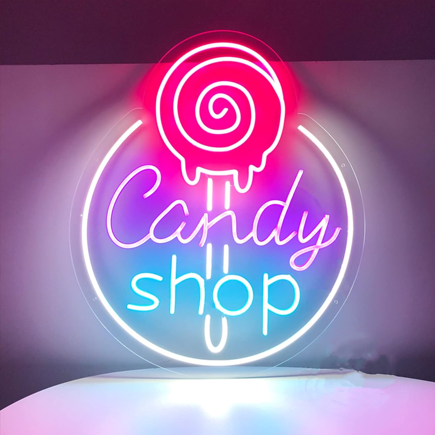 Candy Shop LED Neon Sign Personalized Large Neon Lights Flex LED Text Neon Light Sign Neon LED Home Room Birthday Gift,Candy