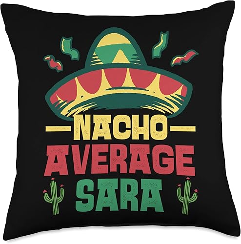 Not Your Ordinary Name. Nacho - Almohada Sara Promedio, 18 x 18 pulgadas, multicolor