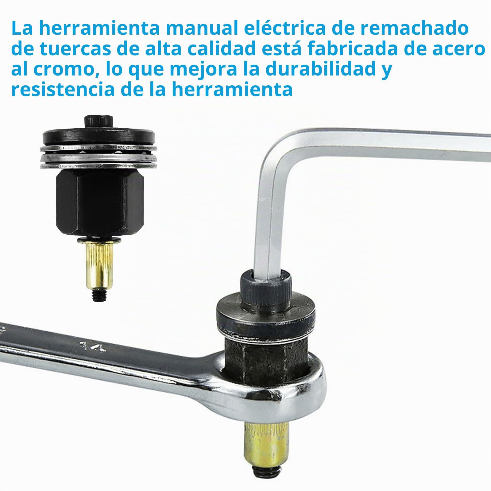 SQLJYU 6 Piezas Kit de Remachadora de Tuercas, Tuercas Remachables, para M3, M4, M5, M6, M8, M10 Remachadora para Taladro de Herramienta de Remache Manual, Remachadora de Tuercas Accessori