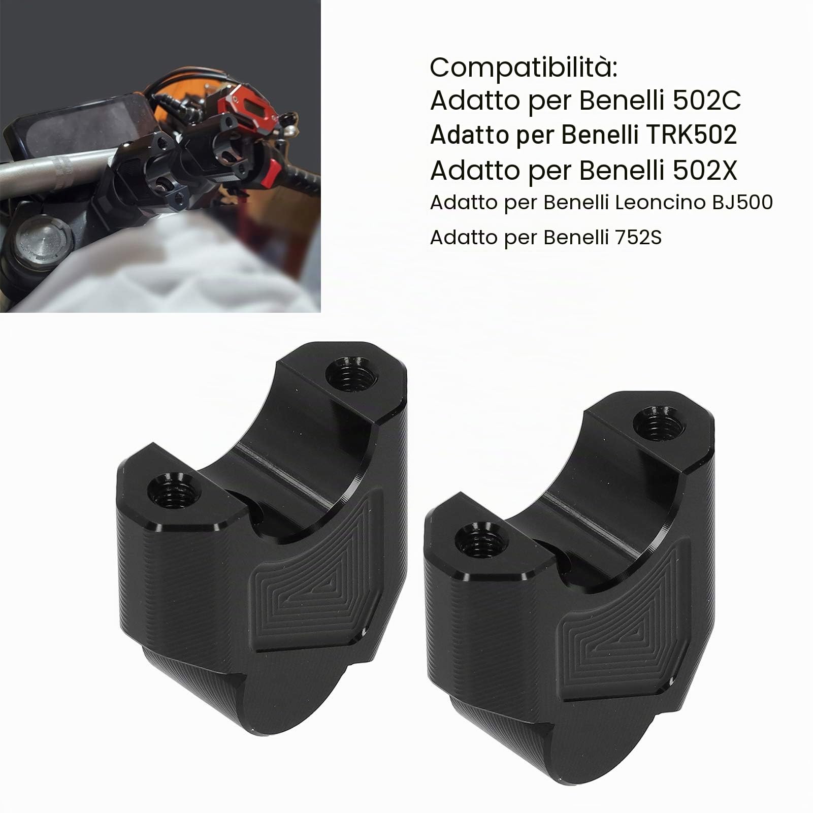 Qiilu Riser Manubrio per Moto 28mm / 1.1in - Morsetto Posteriore per 502C / TRK502 / 502X / 752S / Leoncino BJ500