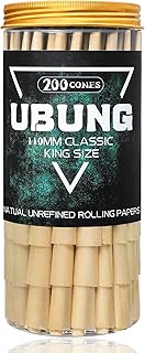 UBUNG cones | 200 Pack Flagship version | king size pre rolled cones with tips | 108 mm slow type brown rolling papers