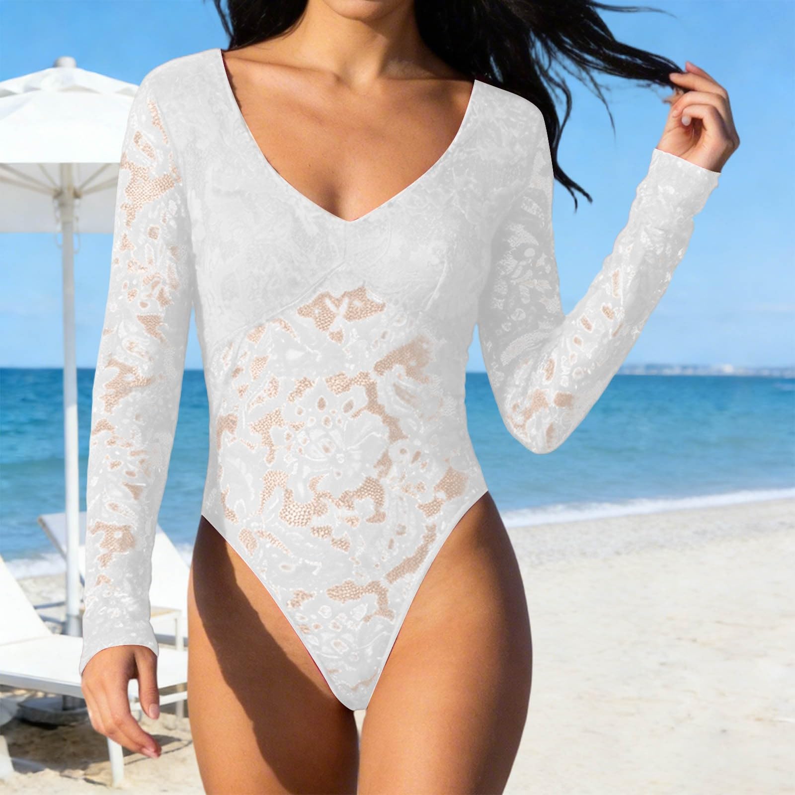 Body Interior Multiuso Encaje Malla Color sólido Mujer