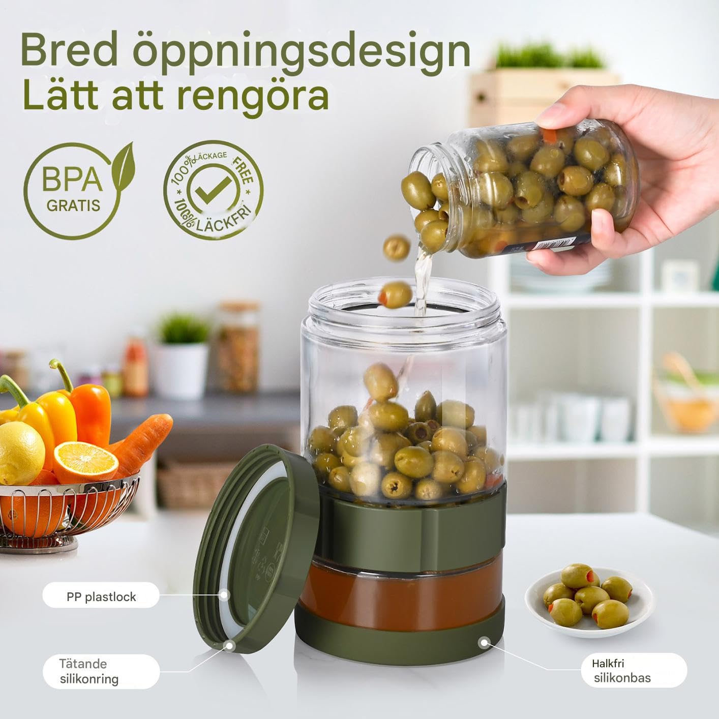 Bocaux d'insertion, stockage anti-fuite pour concombres marinés, bocal en verre réversible hermétique avec large bouche pour miel yaourt fermentation séparation humide