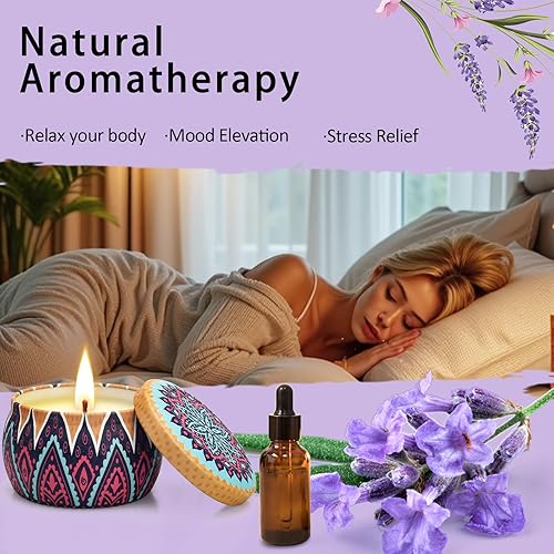 Miniatura 5 de Juego de velas perfumadas de regalo, paquete de 4 velas de aromaterapia, regalos para aliviar el estrés para mujeres, hasta 120 horas de combustión,