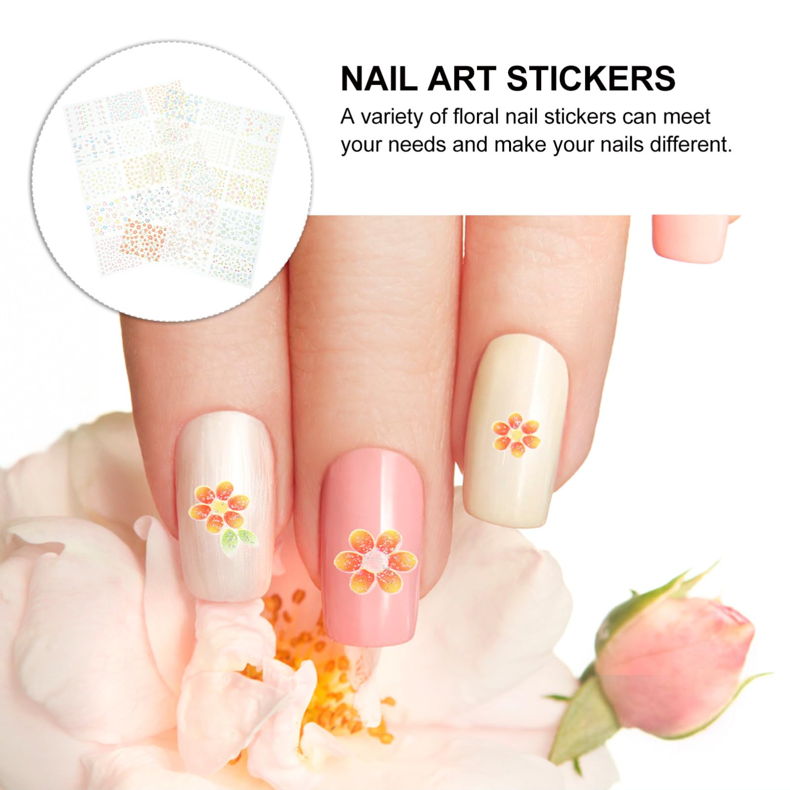 BESTYASH 5 Set Set Adesivo Per Manicure Arte Adesivi Per Unghie Fiori Linguette Adesive Per Unghie Uv Decalcomanie Per Unghie Di Fiori Adesivi Per Unghie Floreali 30 Fogli*5